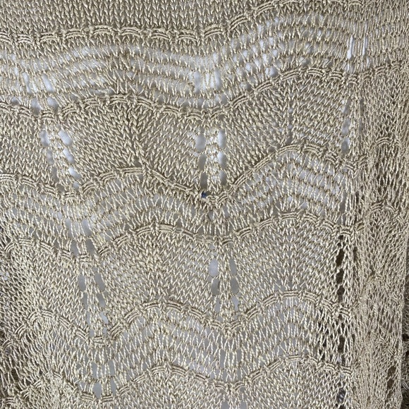 Lucky Brand Gold Loose Knit Boho Bohemian Crew Neck Sweater size Large EUC - Picture 7 of 11